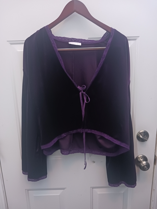 Jackets & Blazers - R. Vivimos Lace-Trim Top in Rich Violet